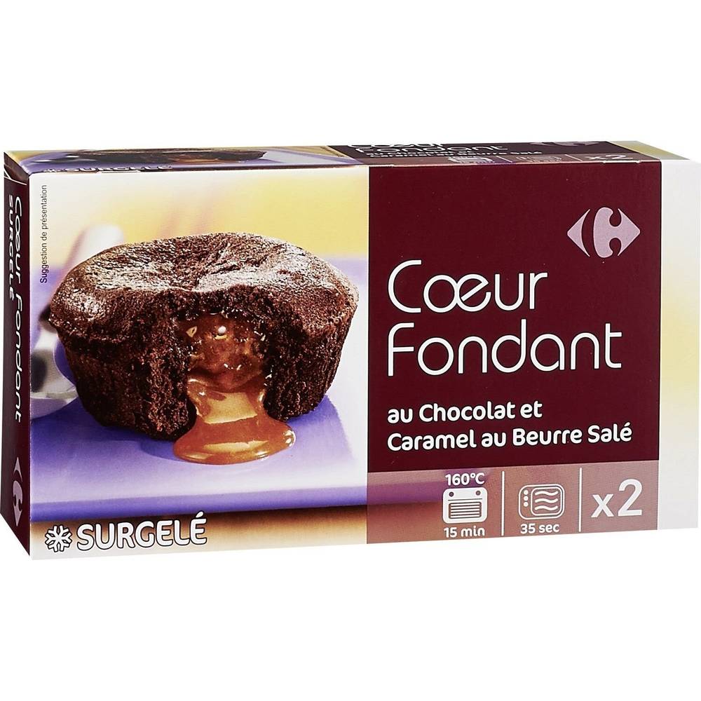 Carrefour Extra - Gâteaux cœur fondant chocolat caramel (2 pièces)