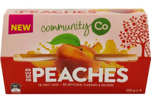 Community Co  Diced Peaches in Juice (500g, 4 pack)