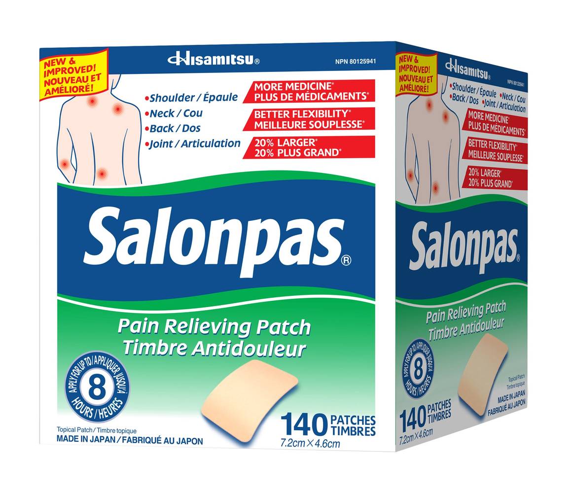 Salonpas Timbres Pour Soulagement De La Douleur - 140 Timbres / Salonpas Pain Relieving Patch - 140 Patches