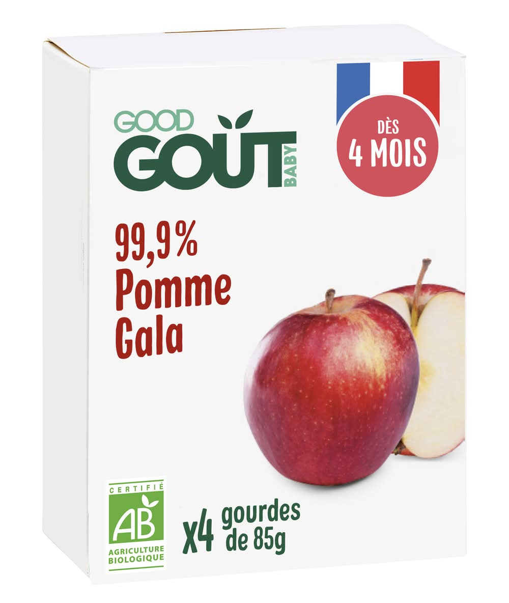 Good Goût - Gourde pomme gala bio dès 4 mois, 4 pcs (340g)
