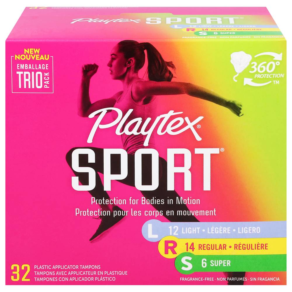 Playtex Sport Super Regular Light Plastic Applicator Tampons (32 ct)