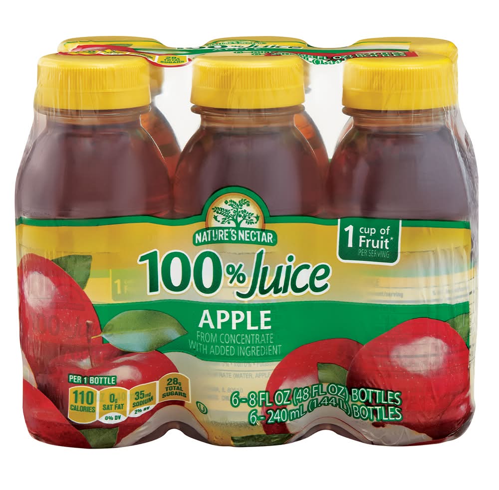 Nature's Nectar 100% Juice, Apple (6 x 8 fl oz)