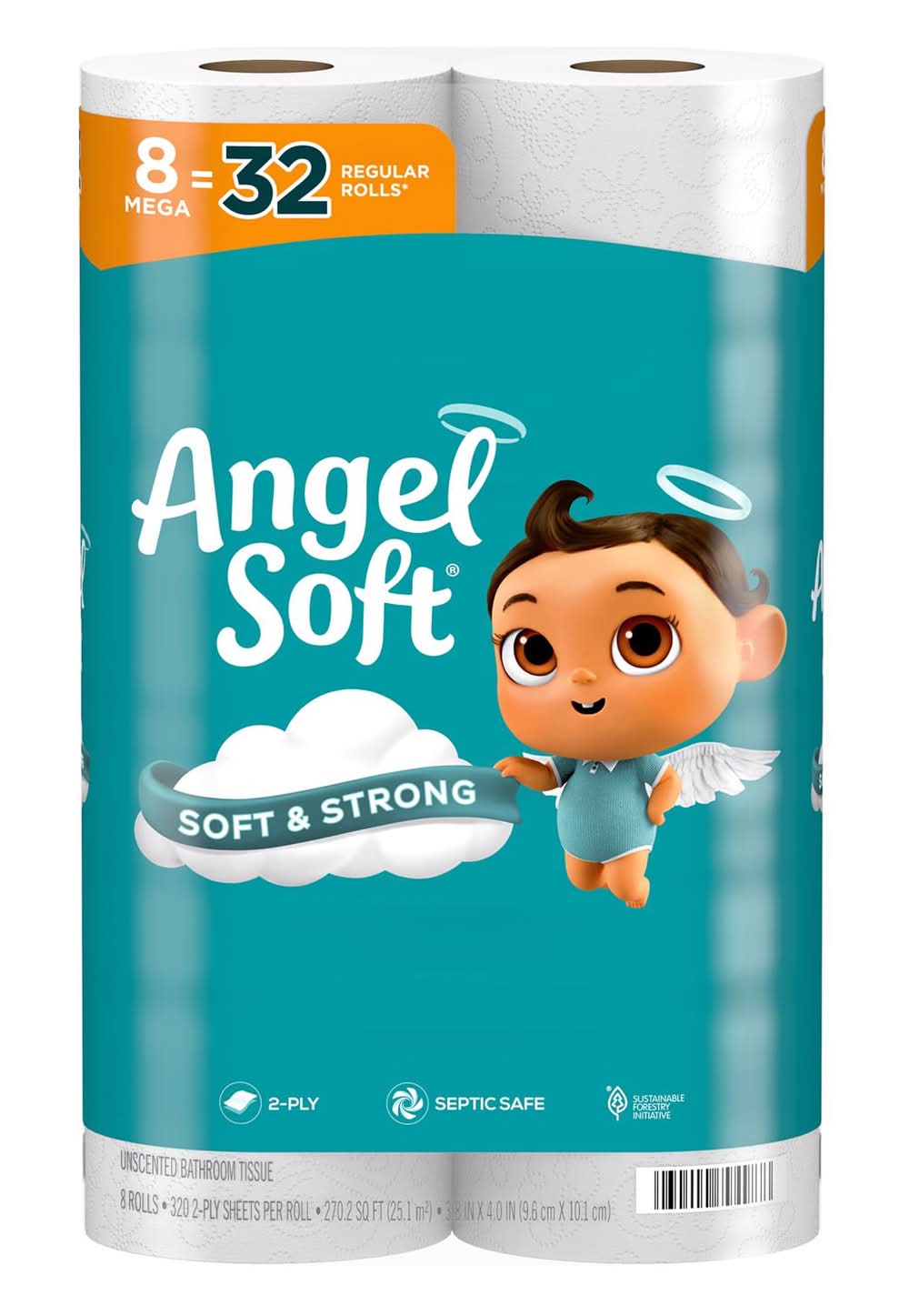 Angel Soft Toilet Paper 8 Rolls 320 Sheet 4 In.