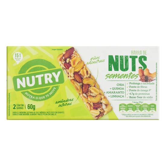 Nutry barra nuts com sementes (60g)