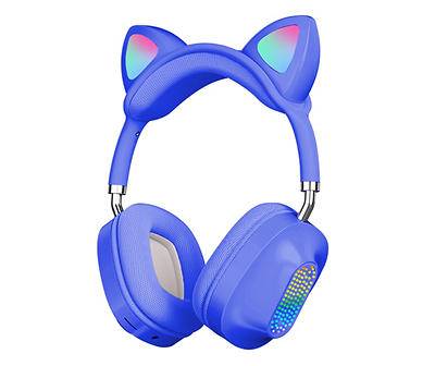 Blue LED Bluetooth Cat Headphones