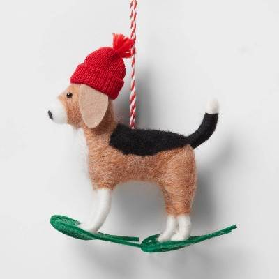 Wondershop Felted Wool Beagle Dog Christmas Tree Ornament, Assorted