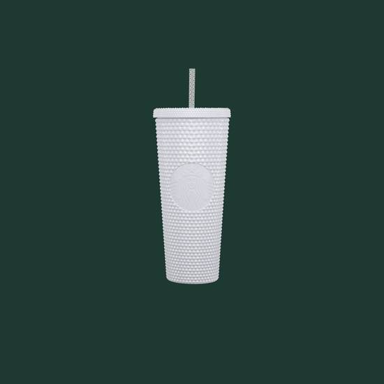 Gobelet pour boisson froide en plastique scintillant blanc, logo de la sirène- 710ml