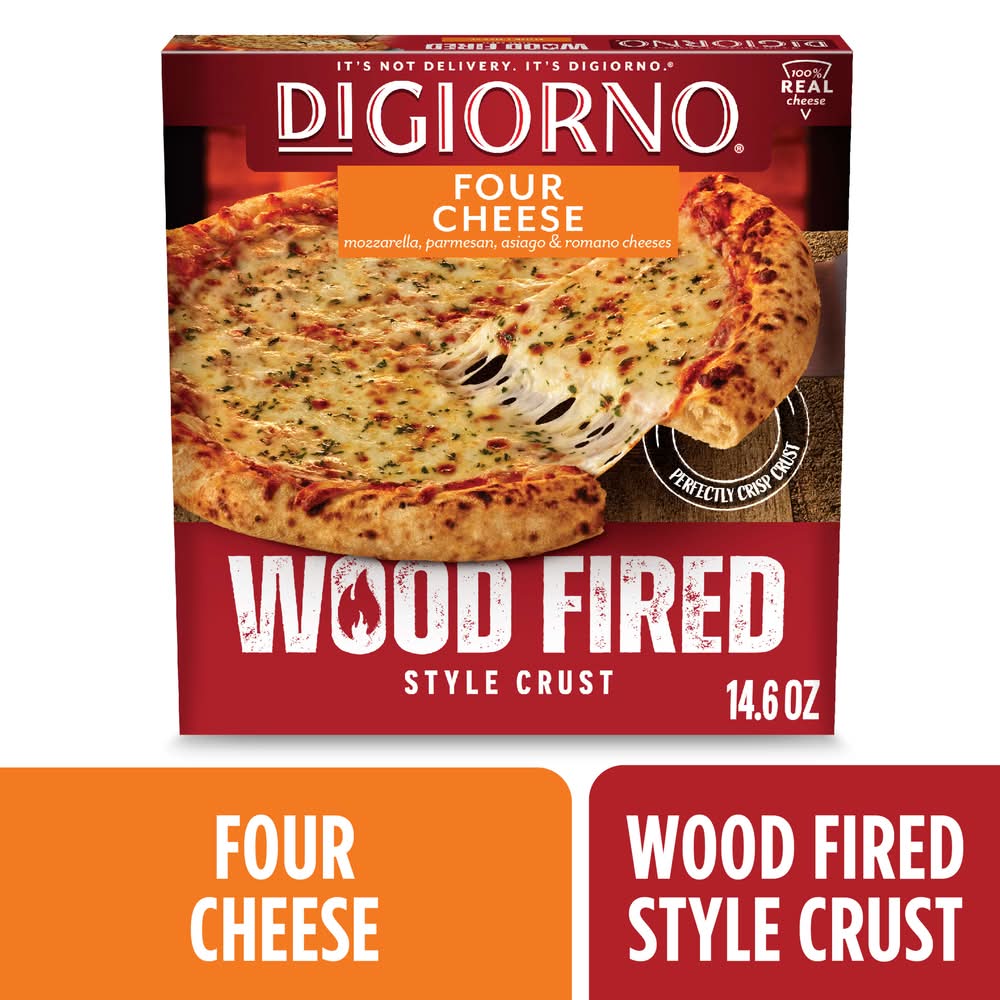DiGiorno Four Cheese Pizza, Wood Fired Style Crust, Frozen Cheese Pizza, Four Cheese (14.6 oz)