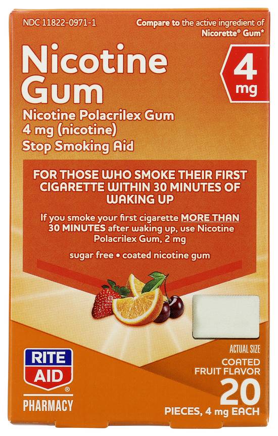 Rite Aid Nicotine Gum - Fruit, 4mg, 20 ct