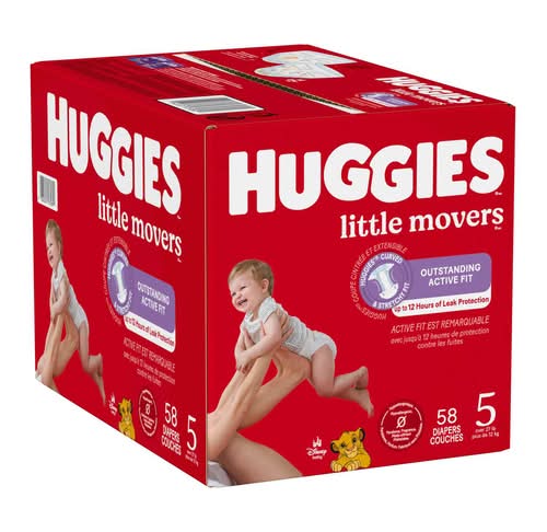 Huggies little movers couches pour bébé de plus de 12 kg - little movers baby diapers over 12 kg (58 unités)