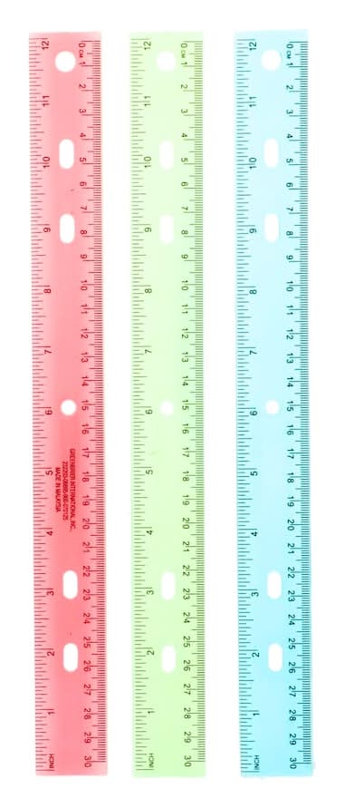 Jot Plastic Rulers, 12x1 in (3 pack)