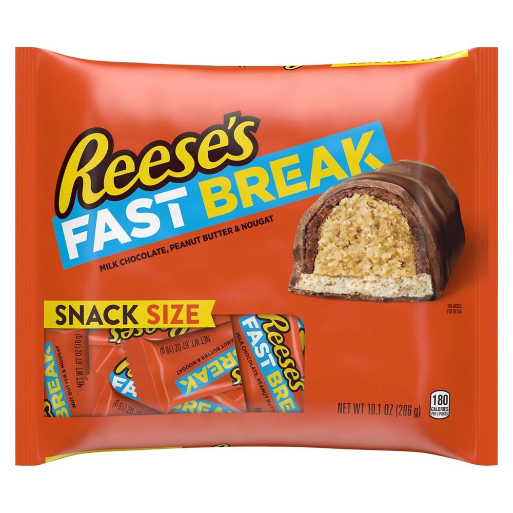 Reese's Fast Break Milk Chocolate, Peanut Butter and Nougat Snack Size Candy Bars, Halloween (10.1 oz)