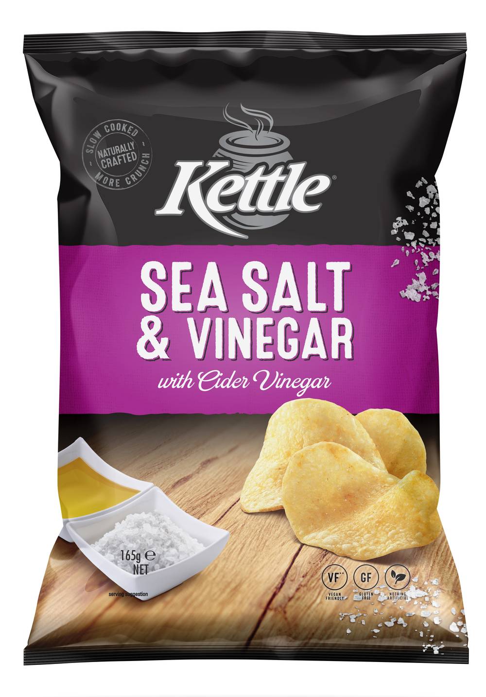 Kettle Potato Chips, Sea Salt-Vinegar (165g)