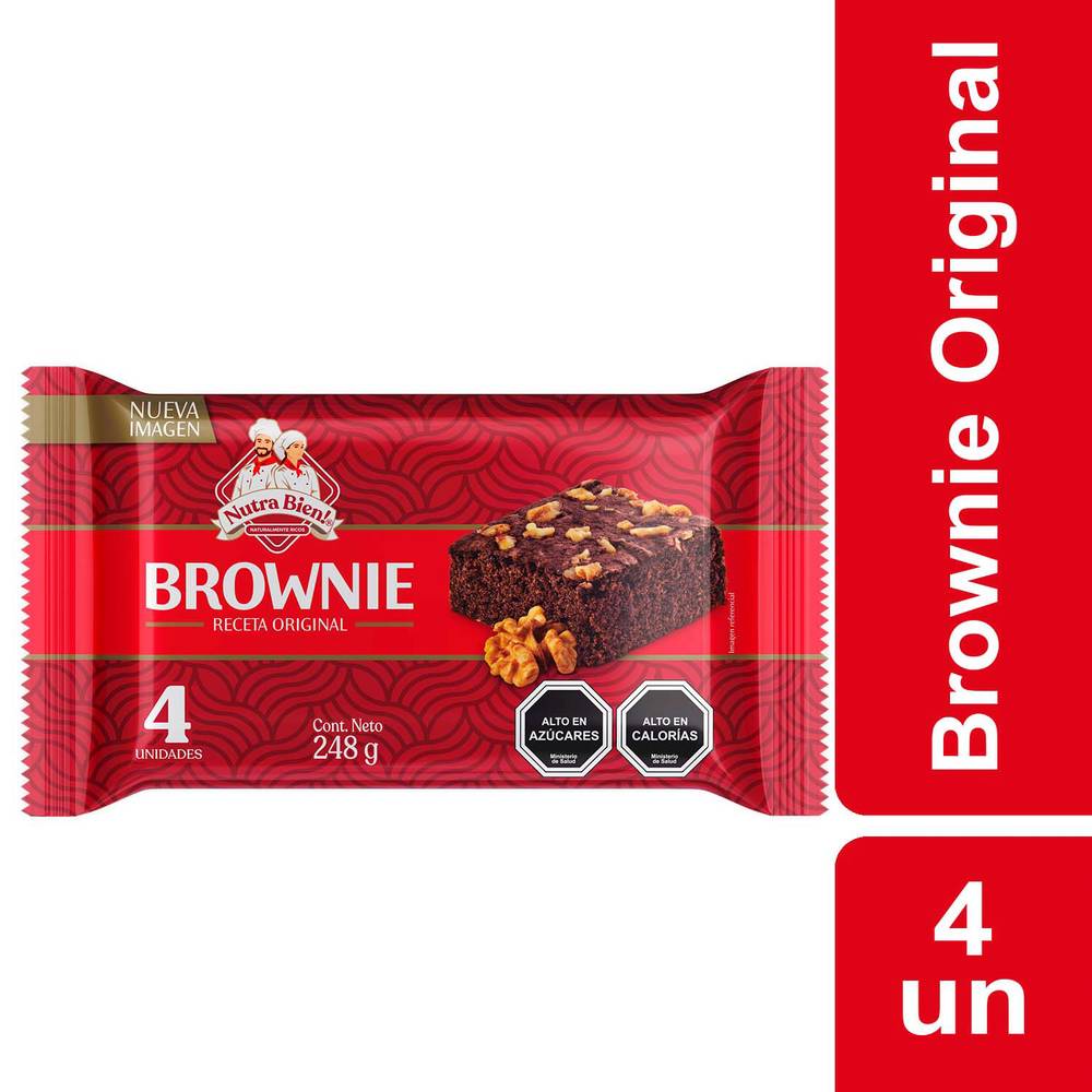 Nutra bien brownie chocolate con nueces (4 u x 62 g c/u)