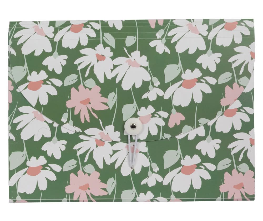 PEMBROOK Green Floral Expandable File Folder