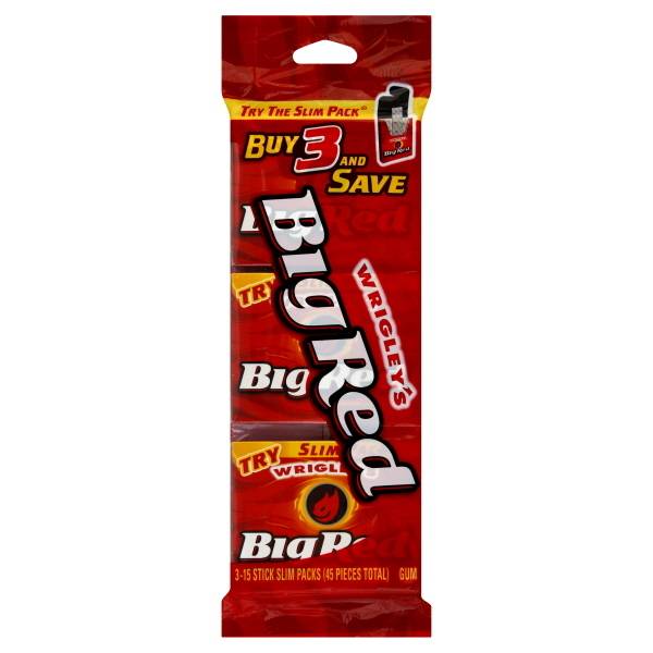 Wrigley's Big Red Gum Sticks (4.8 oz, 3 ct)