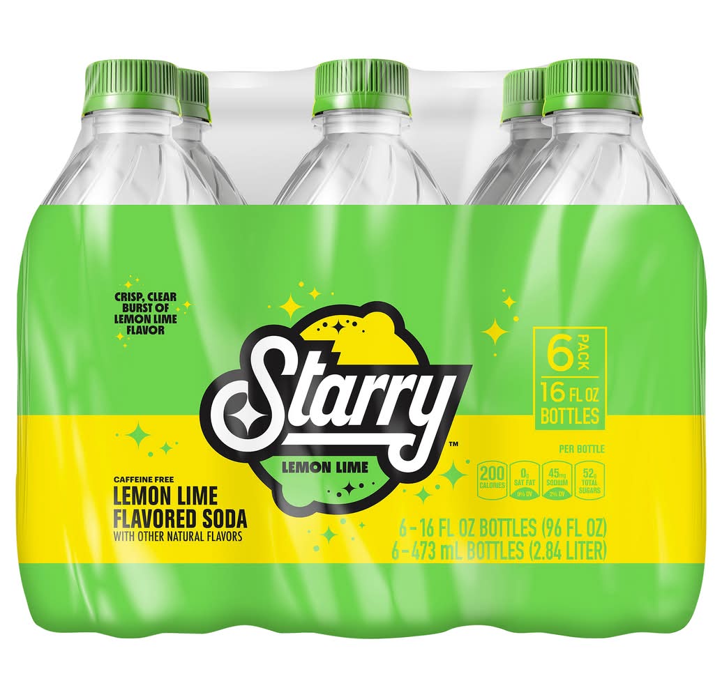 Starry Soda, Lemon Lime (6 x 16 fl oz)