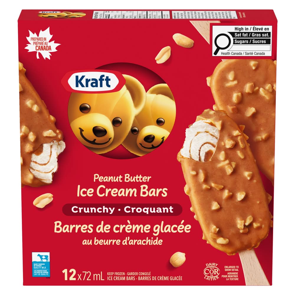 Kraft - Barres De Crème Glacee Au Beurre D'Arachide, 12 × 72 Ml / Kraft Peanut Butter Crunchy Ice Cream Bar, 12 × 72 Ml