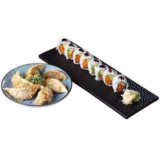 Yam & Avocado Roll (8pcs) and Veggie Gyoza (6pcs)