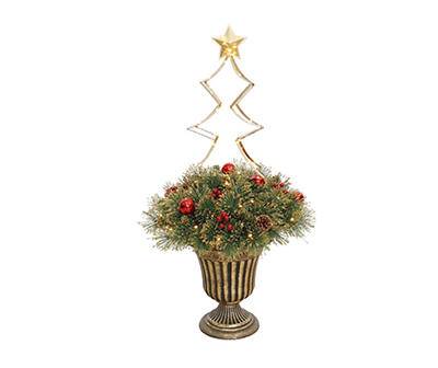 3' Rope Light Tree, Berry & Ornament LED Pine Urn