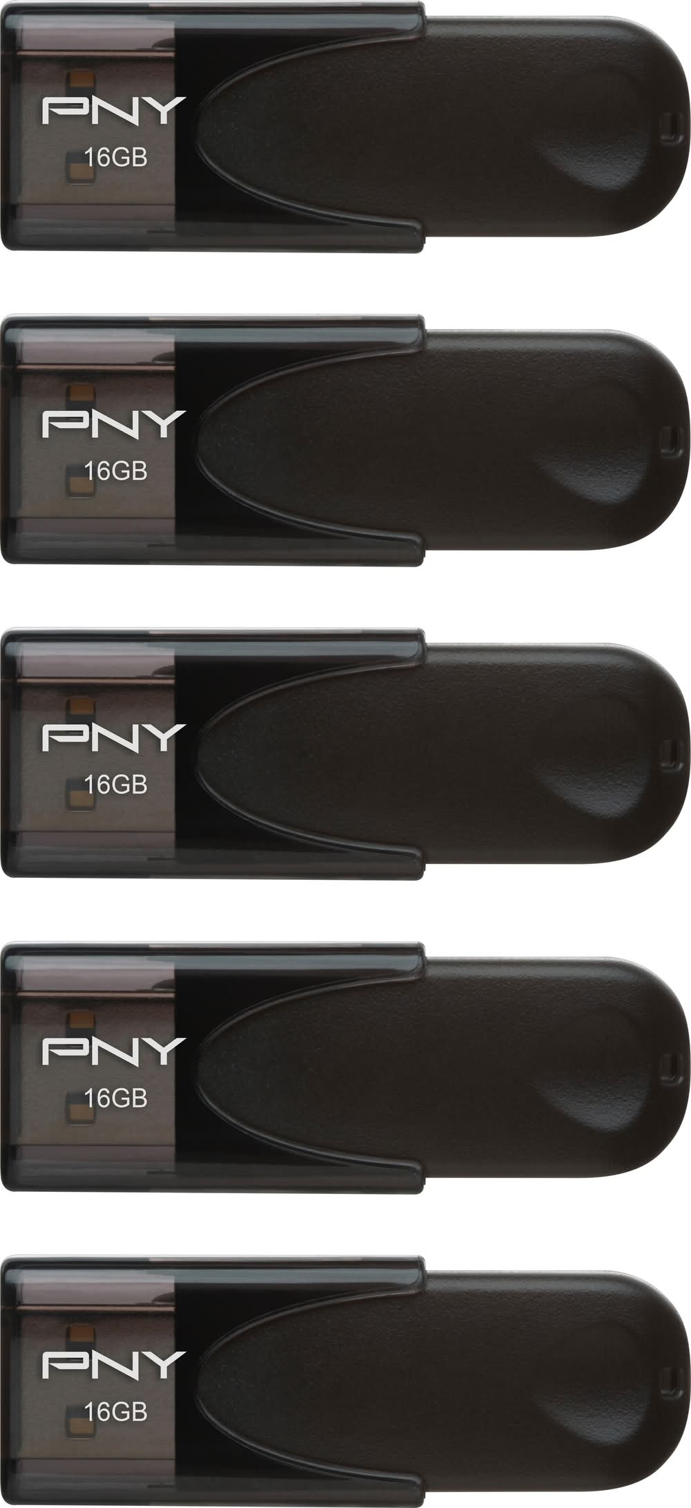 PNY - 16GB Attaché 4 Type A USB 2.0 Flash Drive 5-Pack - Black