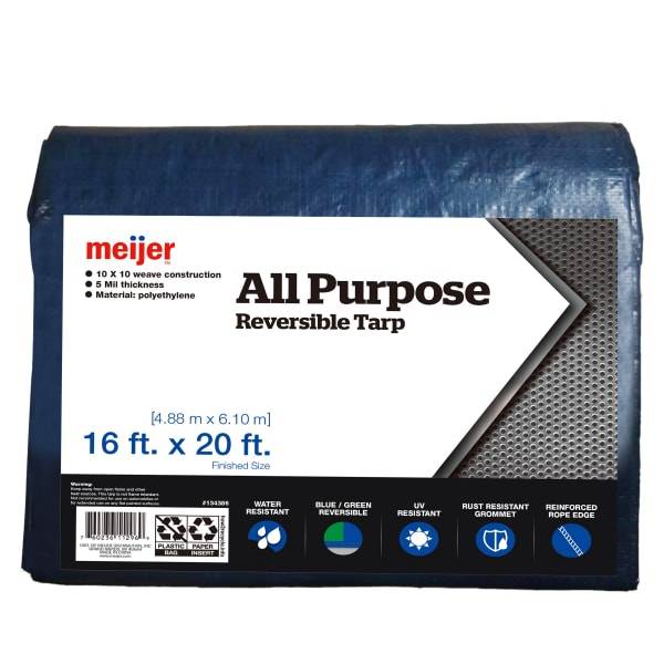 Meijer All Purpose Reversible Tarp Blue/Green, 16' x 20'