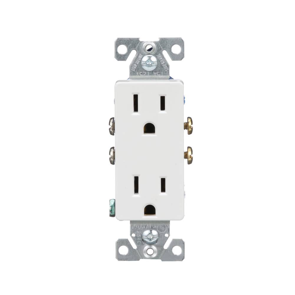 Eaton 15-Amp 125-volt Tamper Resistant Residential Decorator Outlet, White | TR1107W-BX-LW