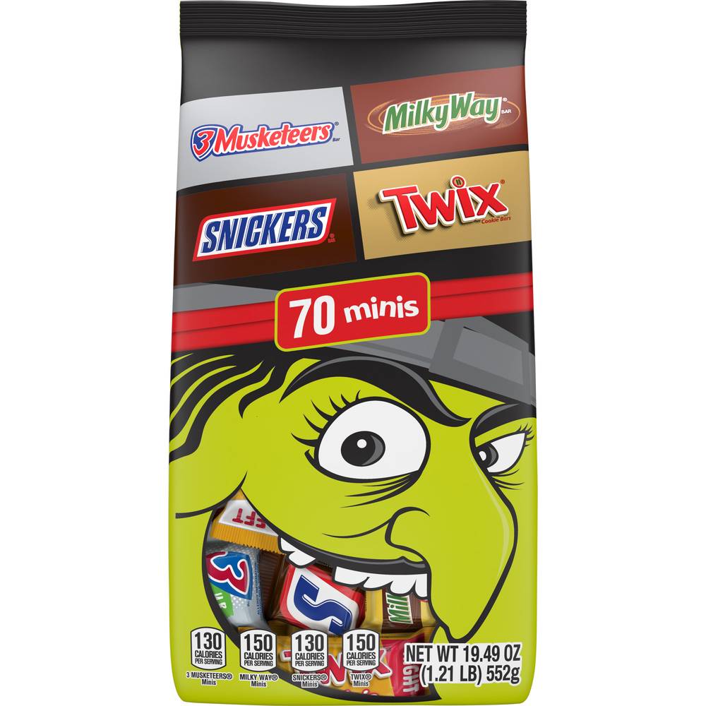 Mars Variety Bag 3 Musketeers, Snickers, Milky Way and Twix Minis Candy Bars (70ct)