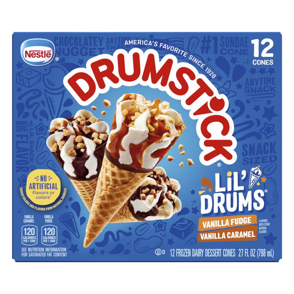 Drumstick Lil'drums Vanilla Caramel and Fudge Sauce Sundae Cones (27 fl oz)