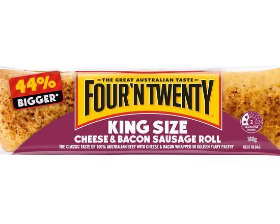 Four 'n Twenty King Size Cheese & Bacon Sausage Roll 180g