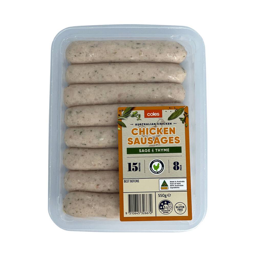 Coles Chicken Sage and Thyme Sausages