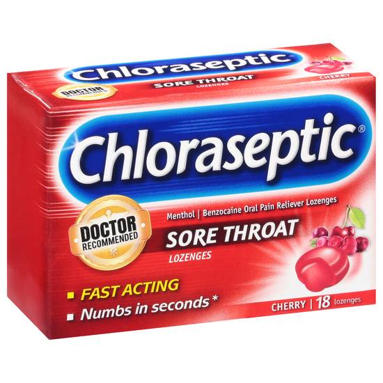 Chloraseptic Cherry Flavor Sore Throat Lozenges (18 ct)