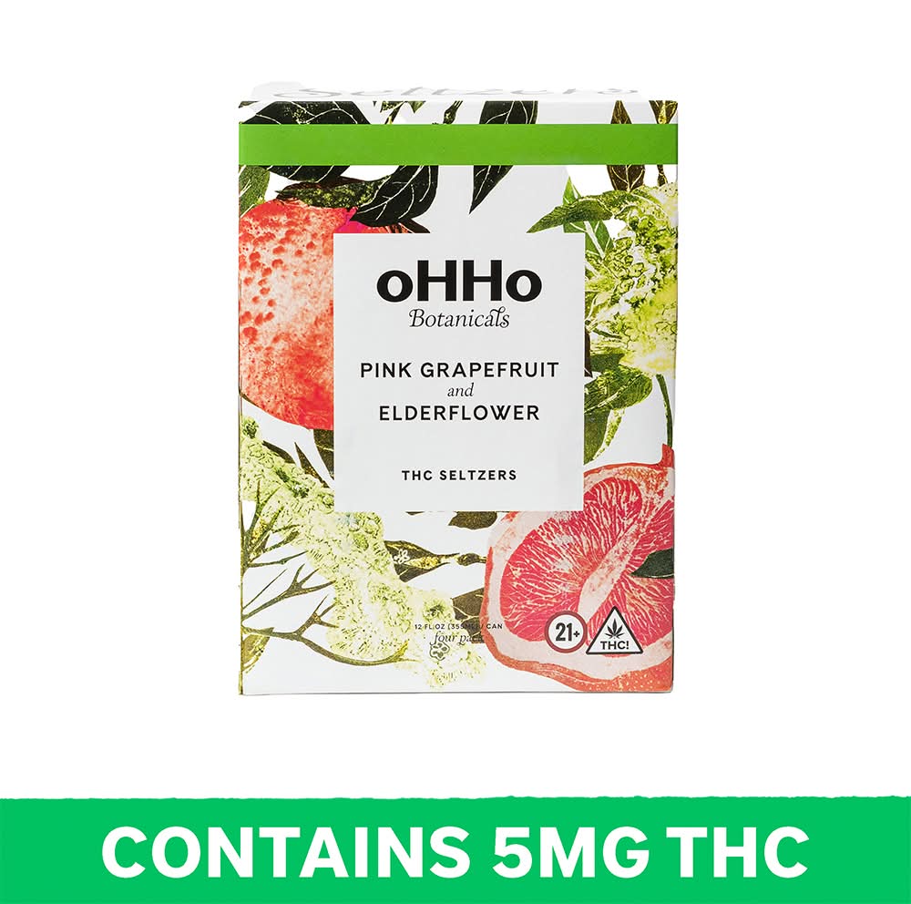 oHHo Infused Seltzer, Pink Grapefruit and Elderflower (12 fl oz)