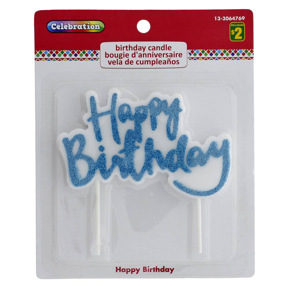 Happy Birthday Glittered Candle - Asst