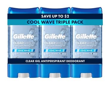 Gillette Clear Gel Antiperspirant and Deodorant For Men, Cool Wave (3 x 3.8 oz)