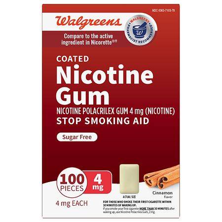 Walgreens Coated Nicotine Gum, Cinnamon (100 ct)