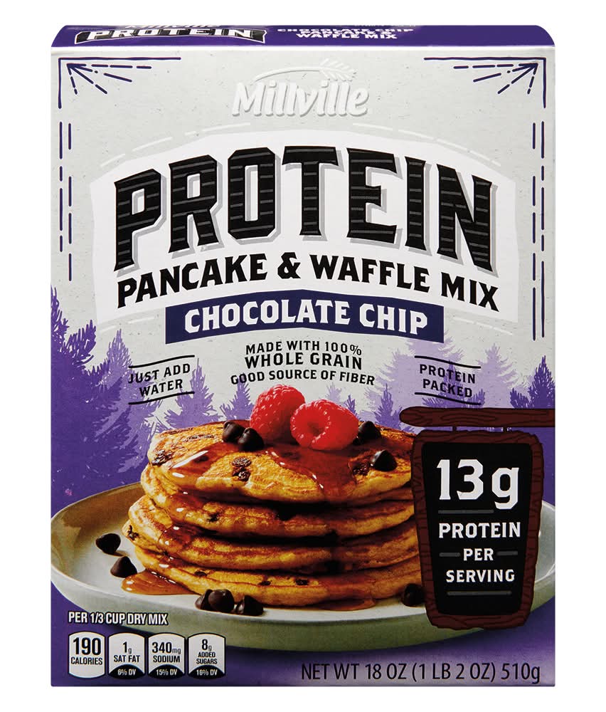 Millville Protein Pancake & Waffle Mix, Chocolate Chip (18 oz)