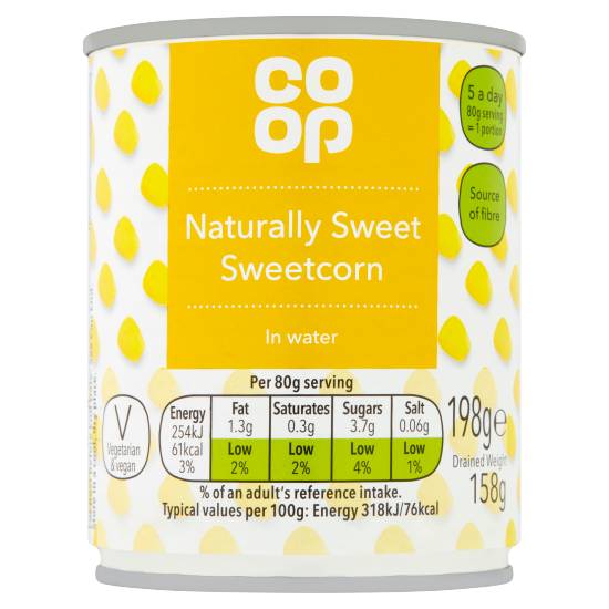 Co-Op Naturally Sweet Sweetcorn in Water 198g