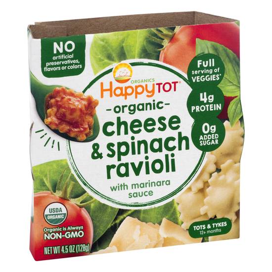 Happytot Organics Organic Tots & Tykes 12+ Months Cheese & Spinach Ravioli