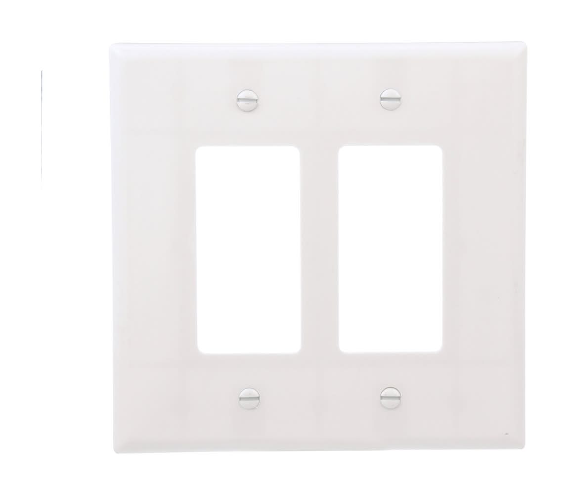 Eaton 2 -Gang Jumbo Size White Thermoplastic Indoor Decorator Wall Plate
