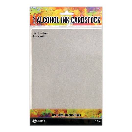 Ranger Tim Holtz Alcohol Ink Cardstock, Silver Sparkle