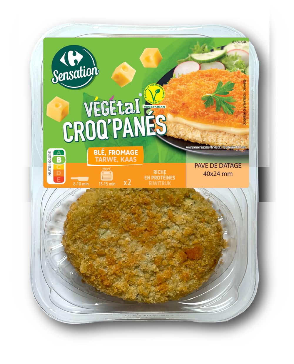 Carrefour Sensation - Végétal croq'panés, blé - fromage, 40 x 24 mm (2)
