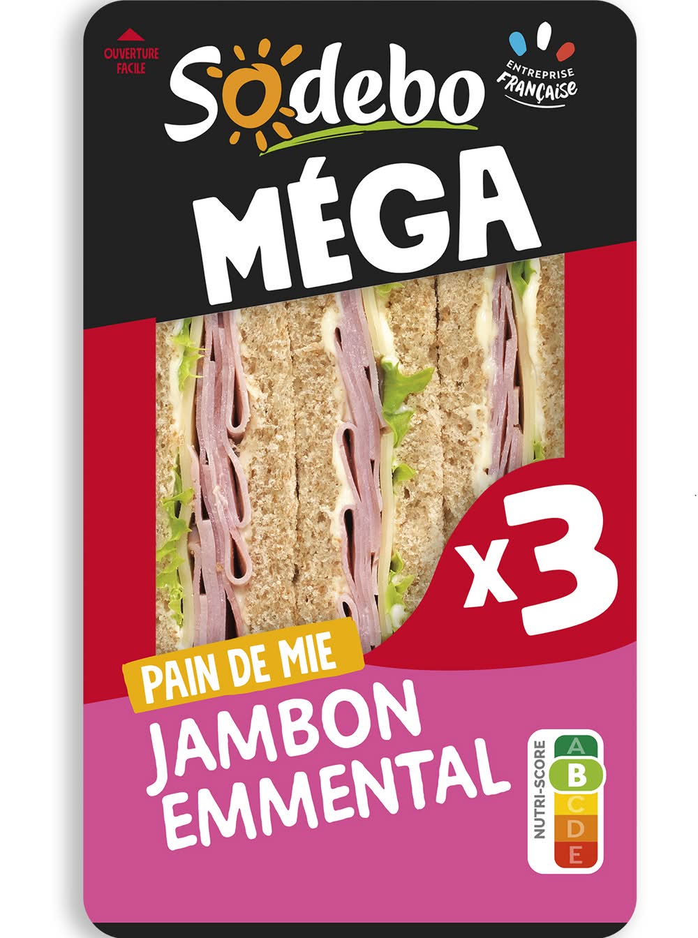 Sodebo - Sandwich méga pain de mie complet, jambon emmental (3)