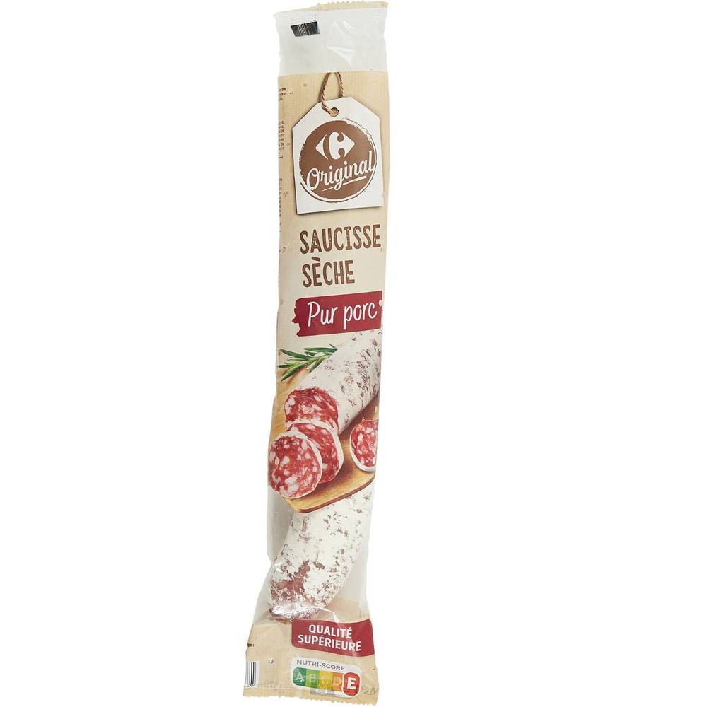 Saucisse sèche pur porc CARREFOUR ORIGINAL - la saucisse de 250g