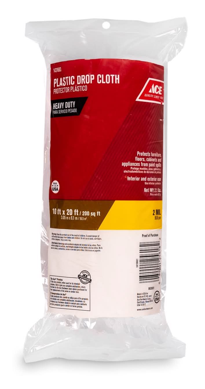 ACE 10 Ft. W X 20 Ft. L X 2 Mil Professional Grade Plastic Drop Cloth 1 Pk