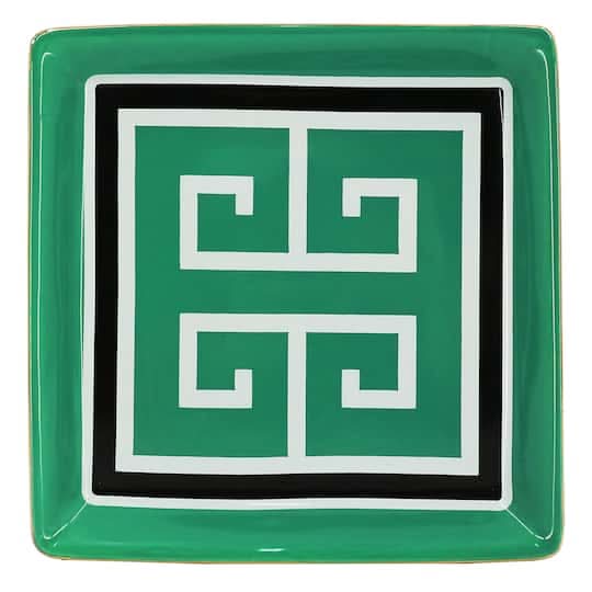 Jonathan Adler x Michaels Greek Key Ceramic Plate, 7.25 in, Green/White