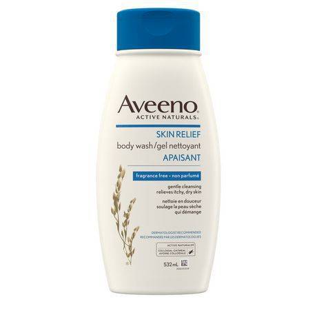 Aveeno gel nettoyant apaisant non parfumé, soulagement de la peau sèche (532ml) - unscented body wash hypoallergenic (532 ml)