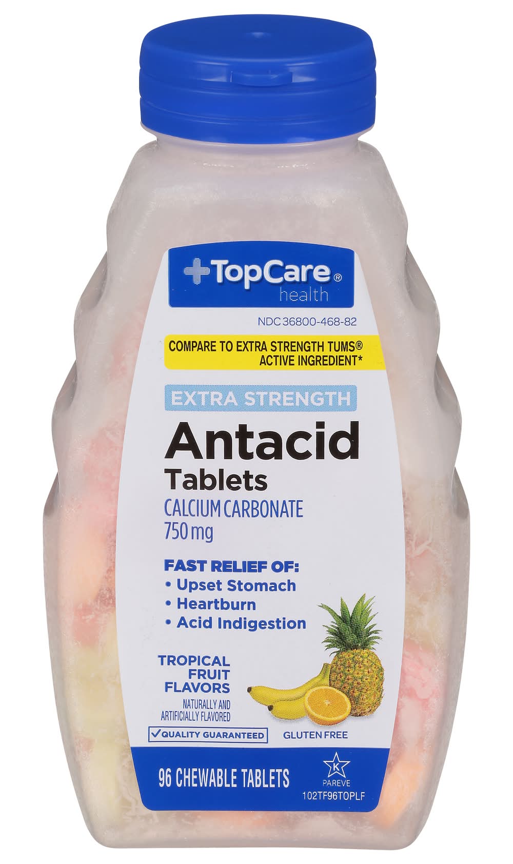 TopCare Extra Strength Antacid 750mg Tablets, Tropical (96 ct)