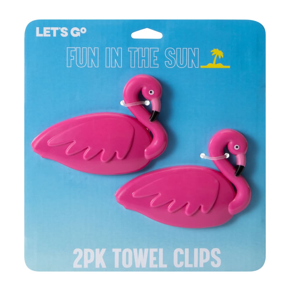 Novelty Towel Clips 2-Pack Flamingo