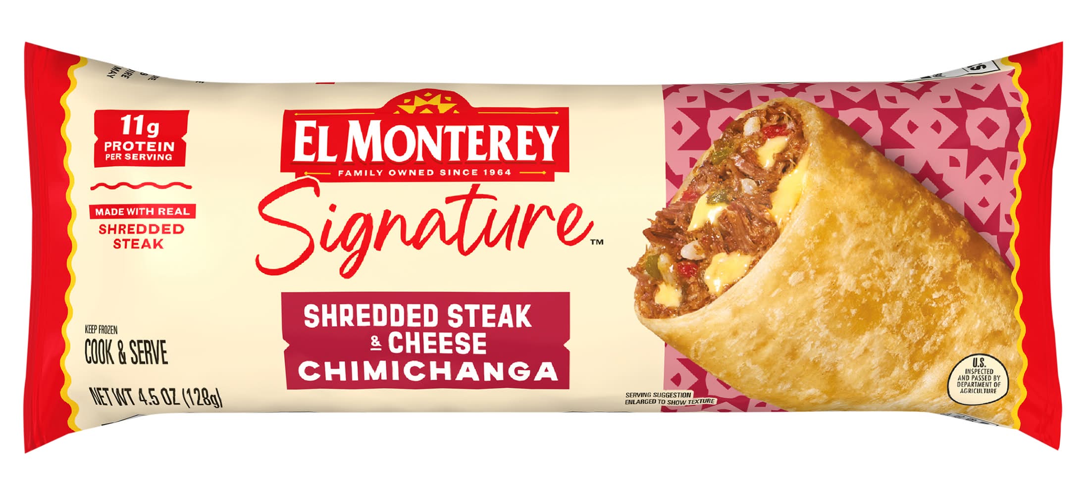 El Monterey Signature Chimichanga, Shredded Steak Cheese & Rice (4.5 oz)